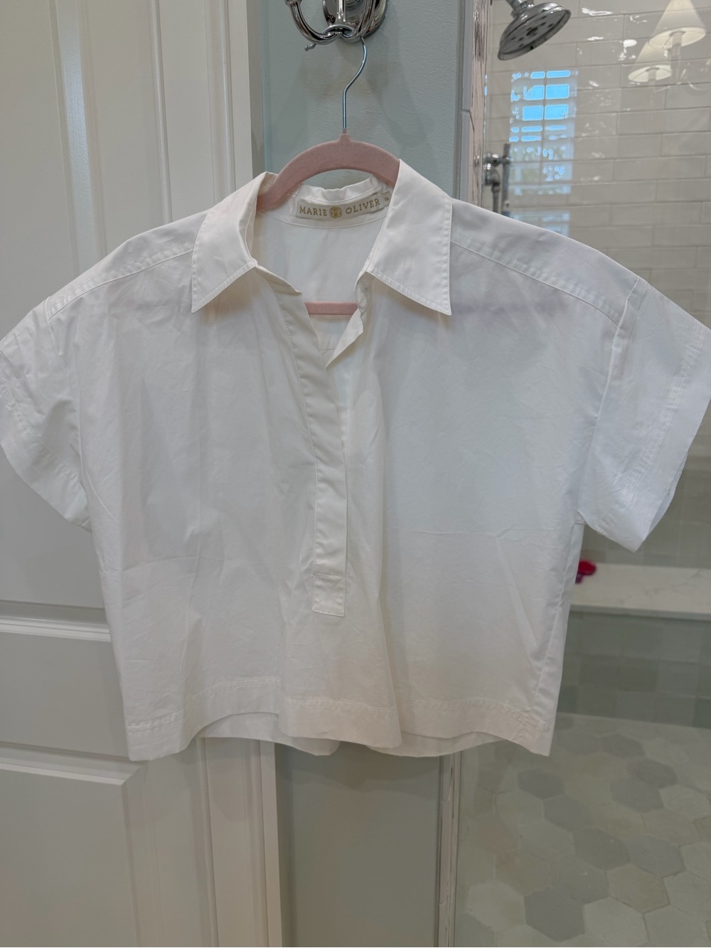 Marie Oliver Cream Popover Blouse